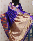 Violet Soft Silk Meenakari Zari Woven Saree with Unique Temple Border
