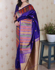 Violet Soft Silk Meenakari Zari Woven Saree with Unique Temple Border