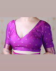 Purple Soft Silk Meenakari Zari Woven Saree with Unique Temple Border