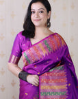 Purple Soft Silk Meenakari Zari Woven Saree with Unique Temple Border