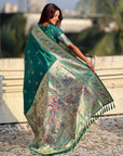 Peacock Blue Soft Paithani Silk with Silver Zari Woven Saree