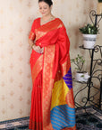 Red Premium Silk with Zari Work & Rangoli Pallu