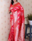 Pink Banarasi Soft Silk Meenakari Jaal Zari Woven Saree