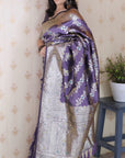 Lavender Banarasi Soft Silk Meenakari Jaal Zari Woven Saree