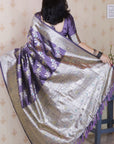 Lavender Banarasi Soft Silk Meenakari Jaal Zari Woven Saree