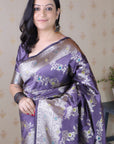 Lavender Banarasi Soft Silk Meenakari Jaal Zari Woven Saree