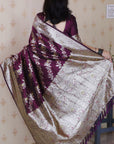 Wine Banarasi Soft Silk Meenakari Jaal Zari Woven Saree