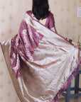 Dusty Pink Banarasi Soft Silk Meenakari Jaal Zari Woven Saree