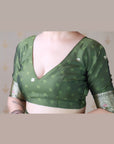 Mehendi Green Banarasi Soft Silk Meenakari Jaal Zari Woven Saree