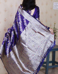 Violet Banarasi Soft Silk Meenakari Jaal Zari Woven Saree