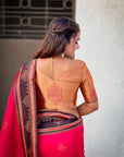 Rani Pink Soft Traditional Kolam Art Concept Zari Woven Silk Saree