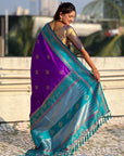 Purple Soft Traditional Kolam Art Concept Zari Woven Silk Saree