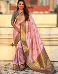 Lavender Soft Silk Meenakari Flower Butta Zari Woven Saree