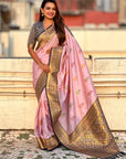 Lavender Soft Silk Meenakari Flower Butta Zari Woven Saree