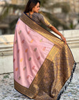 Lavender Soft Silk Meenakari Flower Butta Zari Woven Saree