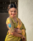 Mehendi Green Zari Woven Paithani Silk Saree with Vitthal Rukmini Pallu