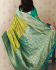Mehendi Green Soft Banarasi Silk Zig Zag Pattern Meenakari Zari Woven Saree