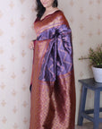 Lavender Soft Banarasi Silk Zig Zag Pattern Meenakari Zari Woven Saree
