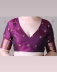 Lavender Soft Banarasi Silk Zig Zag Pattern Meenakari Zari Woven Saree