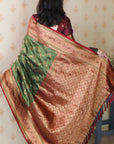Dark Mehendi Green Soft Banarasi Silk Zig Zag Pattern Meenakari Zari Woven Saree