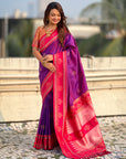 Purple (Red Tone) Soft Traditional Kolam Art Concept Zari Woven Silk Saree