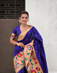 Violet Paithani Silk Saree with Zari Woven Big Border Concept
