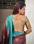 Coffee Soft Traditional Kolam Art Concept Zari Woven Silk Saree