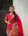 Pink Paithani Silk Saree with Zari Woven Big Border Concept