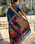 Dark Blue Zari Woven Paithani Silk Saree with Vitthal Rukmini Pallu