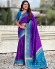 Purple Ikkat Patola Silk Zari Work Meenakari Saree