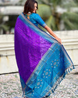 Purple Ikkat Patola Silk Zari Work Meenakari Saree