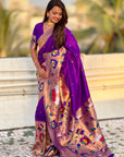 Purple Paithani Silk Saree with Zari Woven Big Border Concept