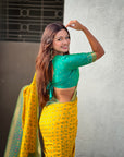 Yellow Ikkat Patola Silk Zari Work Meenakari Saree