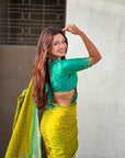 Mehendi Green Ikkat Patola Silk Zari Work Meenakari Saree