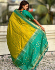 Mehendi Green Ikkat Patola Silk Zari Work Meenakari Saree