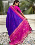 Violet Ikkat Patola Silk Zari Work Meenakari Saree