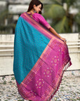 Blue Ikkat Patola Silk Zari Work Meenakari Saree