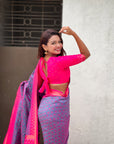 Lavender Ikkat Patola Silk Zari Work Meenakari Saree