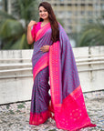 Lavender Ikkat Patola Silk Zari Work Meenakari Saree
