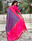 Lavender Ikkat Patola Silk Zari Work Meenakari Saree