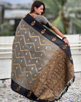 Dusty Grey Soft Silk Zari Woven Zig Zag Pattern Saree