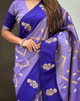 Dusty Violet Soft Silk Zari Woven Zig Zag Pattern Saree