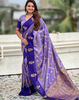 Dusty Violet Soft Silk Zari Woven Zig Zag Pattern Saree