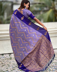 Dusty Violet Soft Silk Zari Woven Zig Zag Pattern Saree