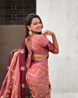 Dusty Pink Soft Silk Zari Woven Zig Zag Pattern Saree