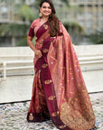 Dusty Pink Soft Silk Zari Woven Zig Zag Pattern Saree