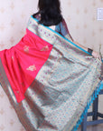 Pink Soft Silk Banarasi Zari Woven Peacock Butta Saree