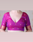 Peacock Blue Soft Silk Banarasi Zari Woven Peacock Butta Saree