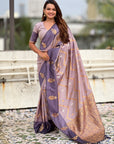 Dusty Lavender Soft Silk Zari Woven Zig Zag Pattern Saree