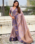 Dusty Lavender Soft Silk Zari Woven Zig Zag Pattern Saree
